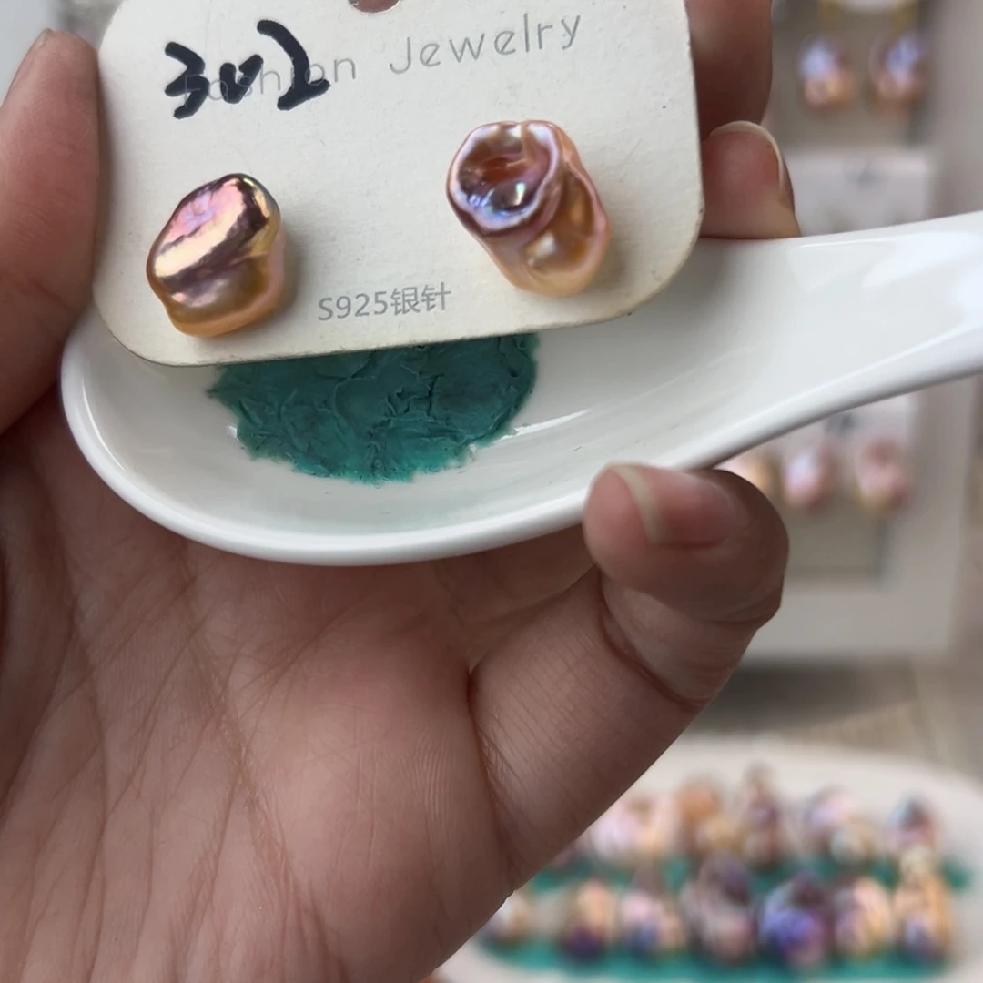 淡水珍珠耳饰银S925镶嵌