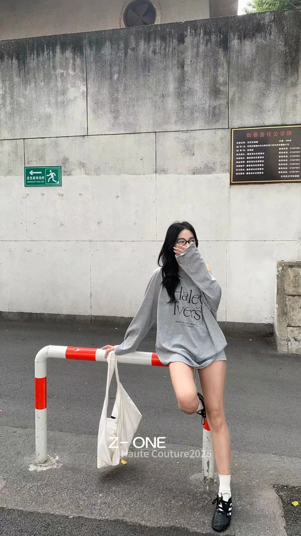 Z-ONE福秒（9ZO9967#)流行趋势~ 字母花边斜肩T恤 9-623