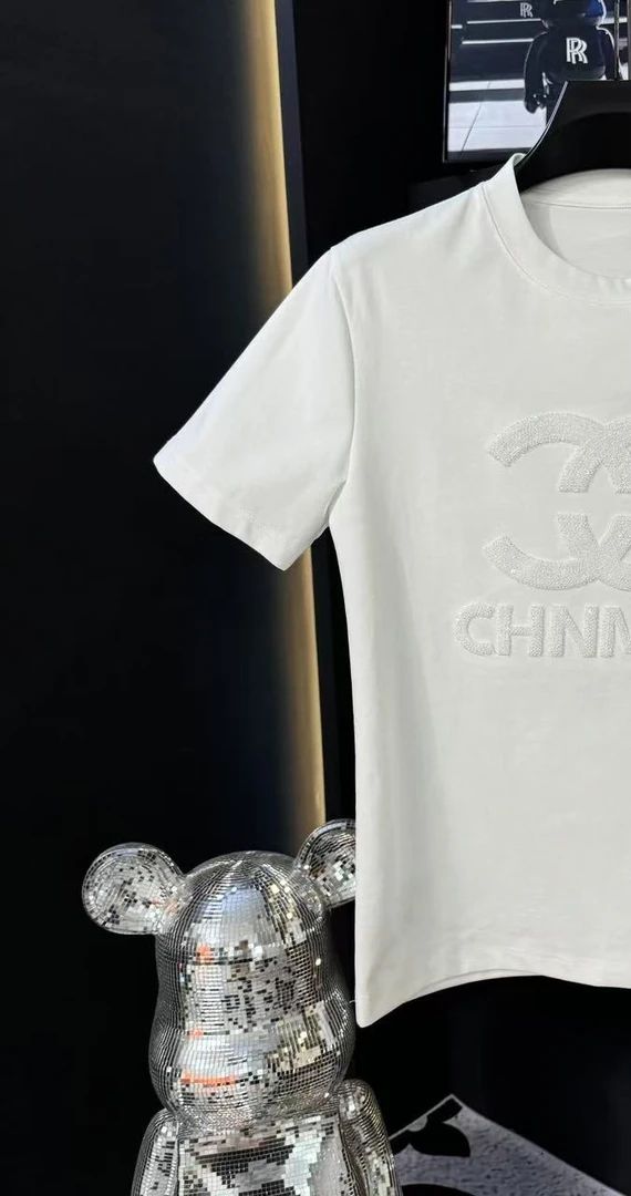 新款男士半袖欧货时尚上衣休闲百搭情侣设计师轻奢刺绣圆领T恤001