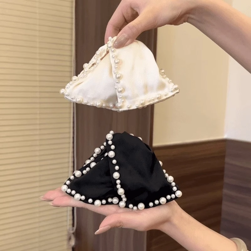 米可梵 新款法式轻奢珠珠氛围感三角抓夹 气质网红复古优雅