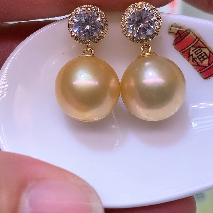 银S925镶嵌耳饰淡水珍珠