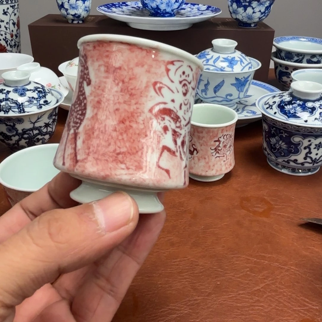 茶具一路有你马蹄杯托片景德镇发货