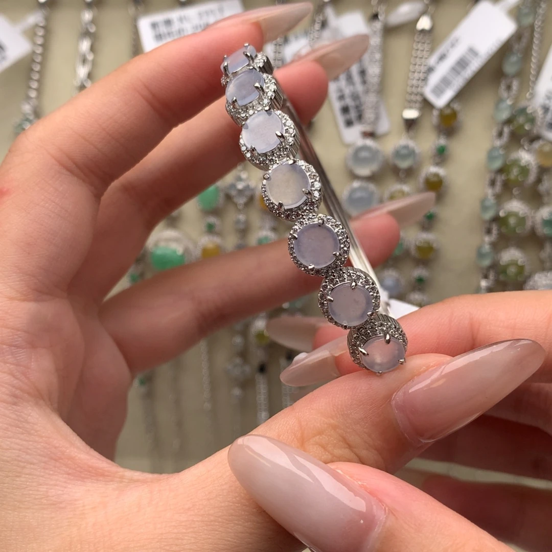 凉***花翡翠银S925镶嵌戒指手镯