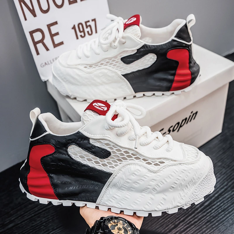 2025潮牌男鞋潮牌男夏季网面厚底增高老爹鞋设计感小众运动休闲鞋