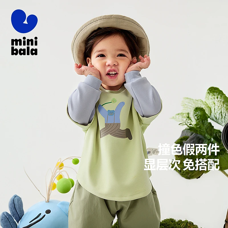 【商场同款】迷你巴拉男童长袖T恤艺术家联名上衣230125100101