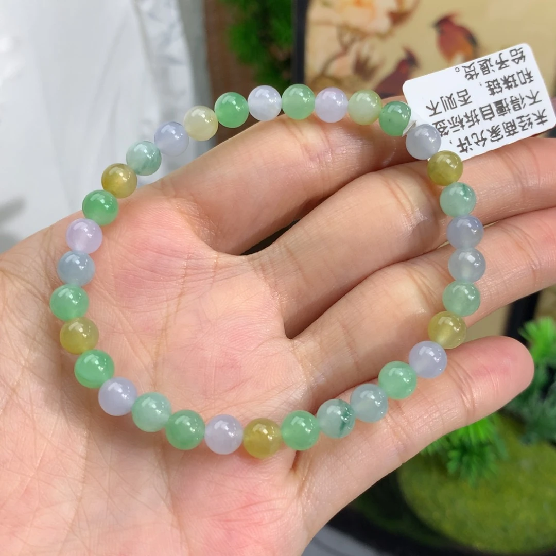 翡翠手链未镶嵌卡5.5冰胶多宝手串