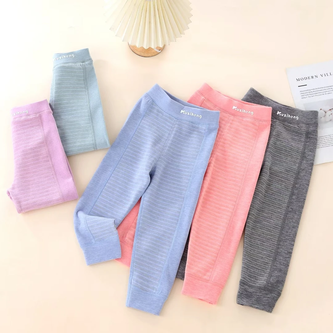 儿童条纹无骨拼接款秋裤