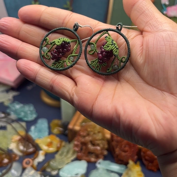 蛇纹石玉合金耳环