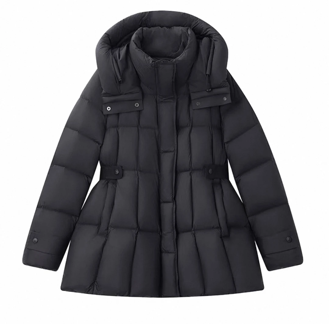 2025新款白鹅绒羽绒服收腰气质显瘦时尚连帽保暖加厚外套7