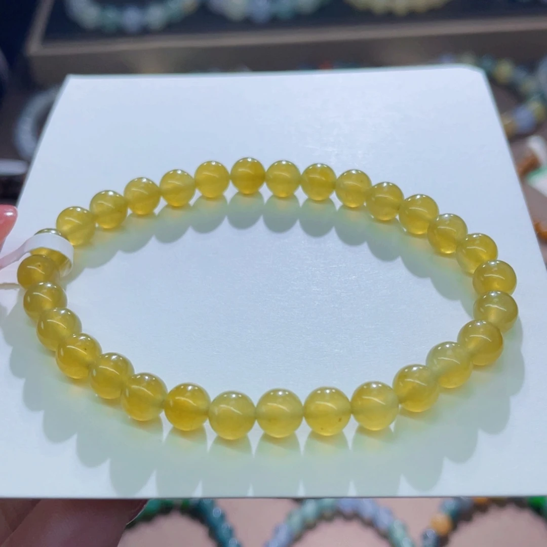未镶嵌手链翡翠白绳穿品质冰满黄卡6