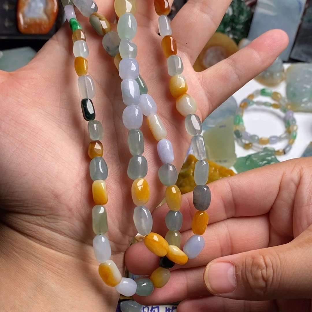 郑***义定制翡翠未镶嵌天然缅甸翡翠随形珠链