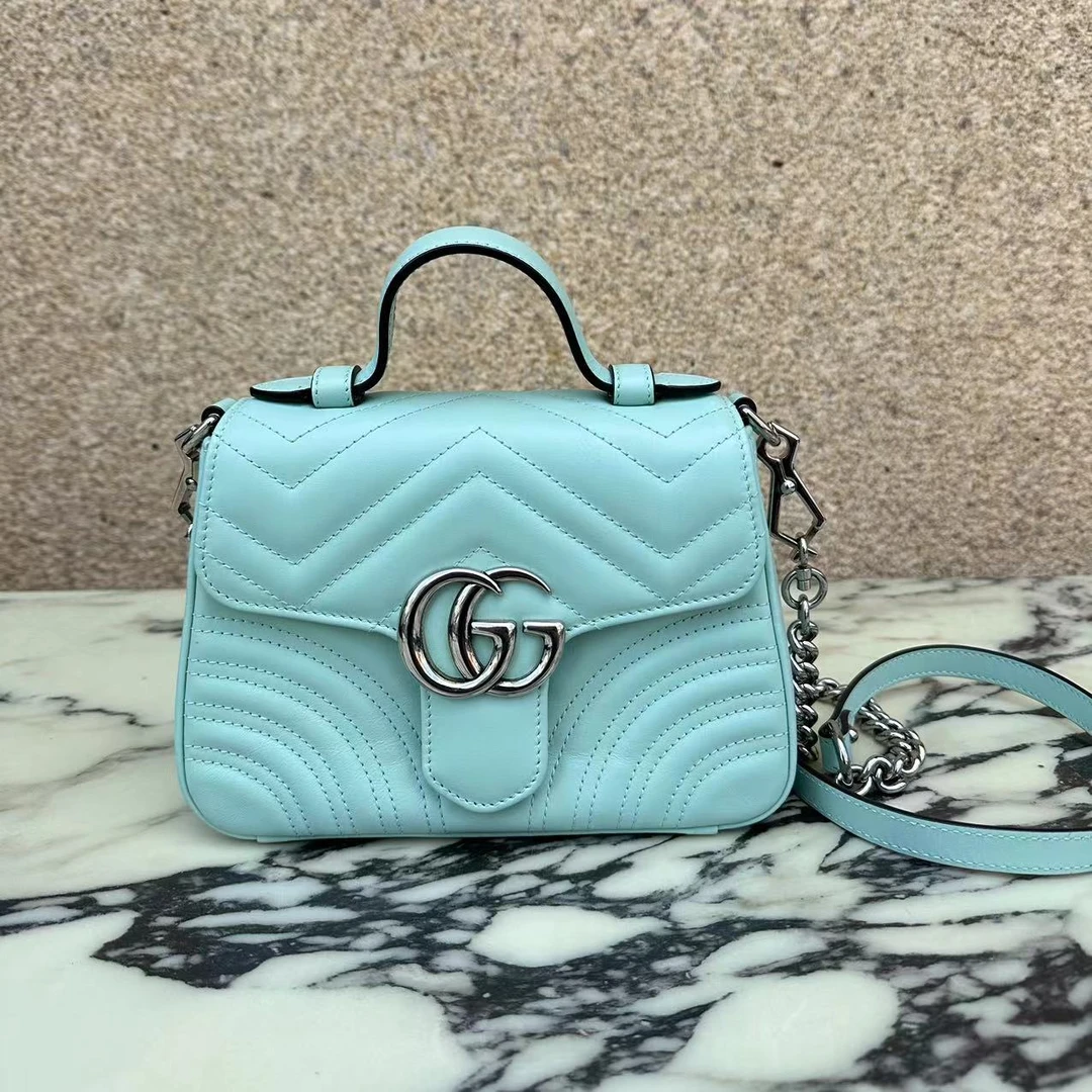 99新 GUCCI/古驰 gucci薄荷绿银扣马蒙邮差/98-99新