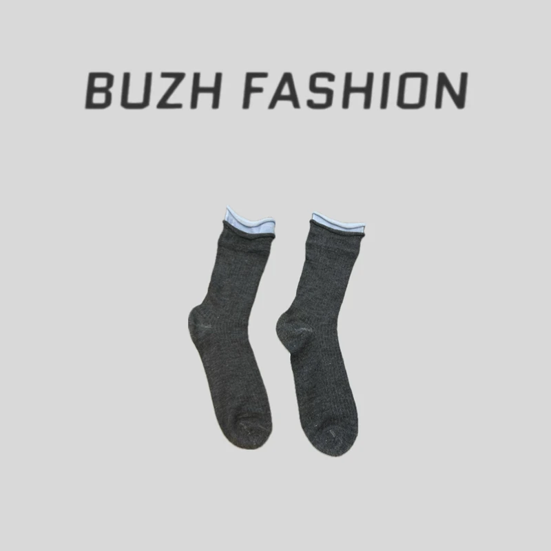 BUZH夏季新款设计感拼色氛围感百搭袜子中筒袜