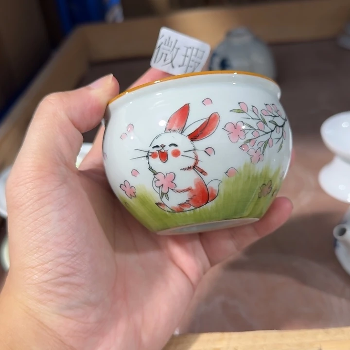 釉下手绘茶具微瑕