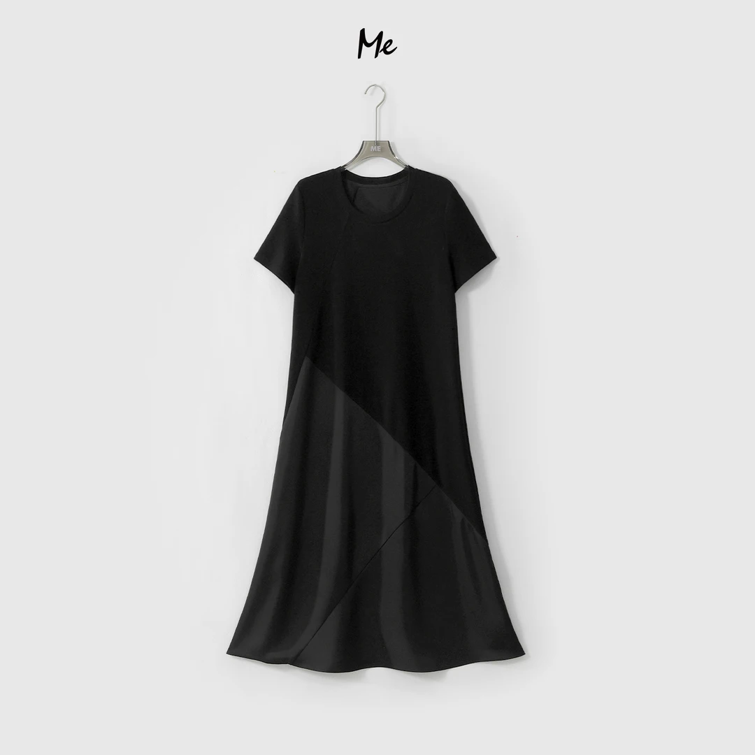 ME【波光拼图裙】极简老钱拼接设计长裙显瘦时尚休闲连衣裙MESS6097