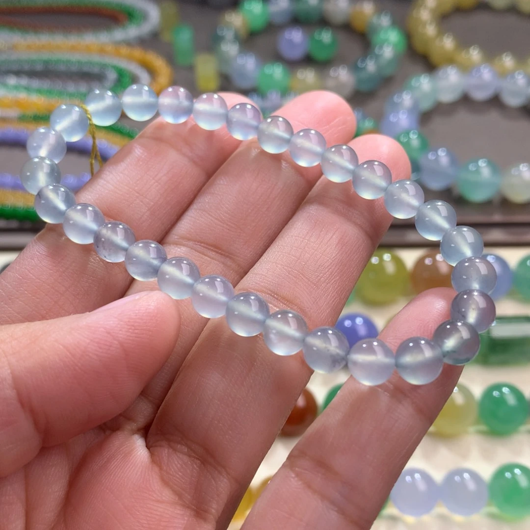 未镶嵌手链翡翠卡6 冰玻璃蓝钢单圈