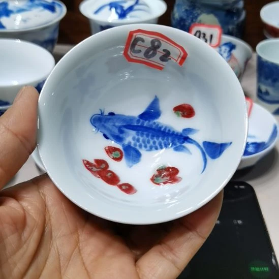 用***3杯张学鸿老师青花釉里红