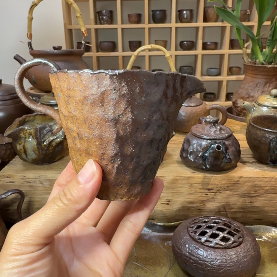 粗陶裸柴烧精品公道杯200毫升