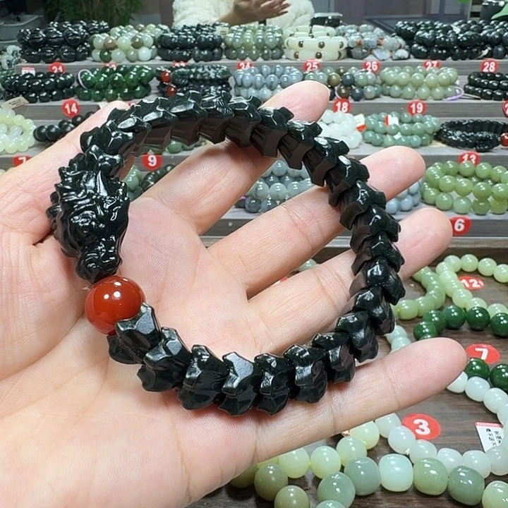 未镶嵌手链和田玉新疆黑青