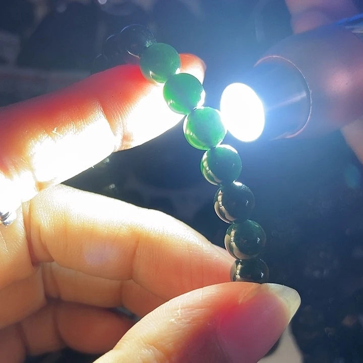 翡翠未镶嵌手链墨翠7