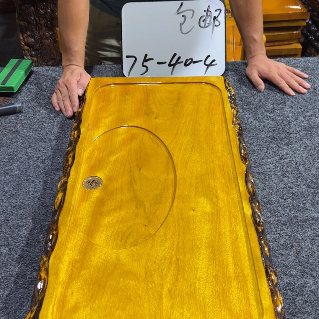 缅甸大叶金丝楠实木茶盘