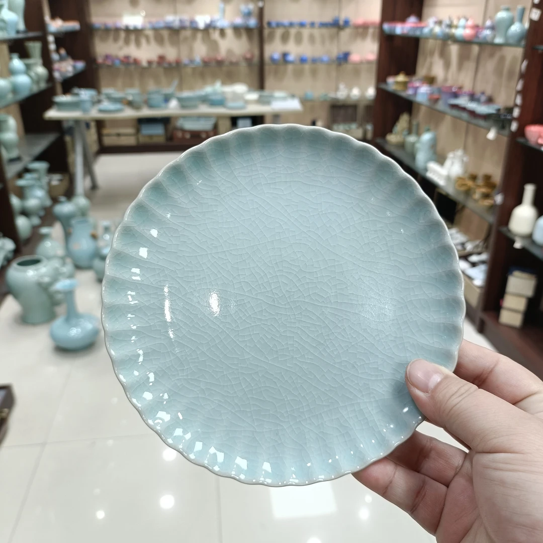 W瑕原矿汝瓷粉青小菊壶承