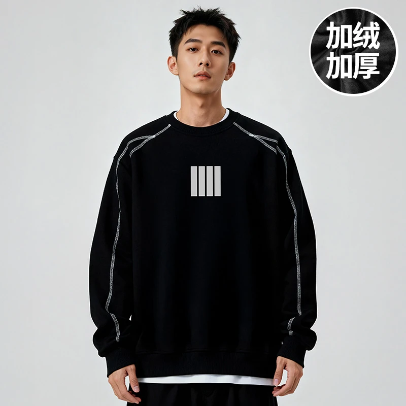 200-300斤大码男装加肥加大码国潮牌圆领胖子加绒加厚卫衣秋冬款