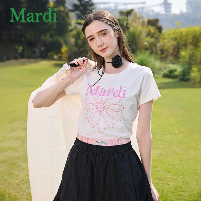 Mardi夏季雏菊短款lulu修身T恤甜美韩系风ins风肯豆风MTX2522024