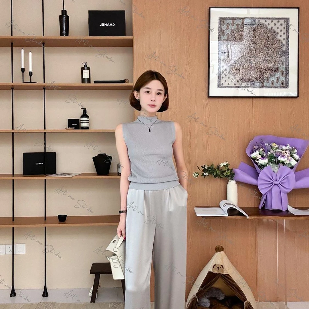 【ART品牌线黑标】醋酸真咝光影美学轻奢必入三色长裤w1459w2a