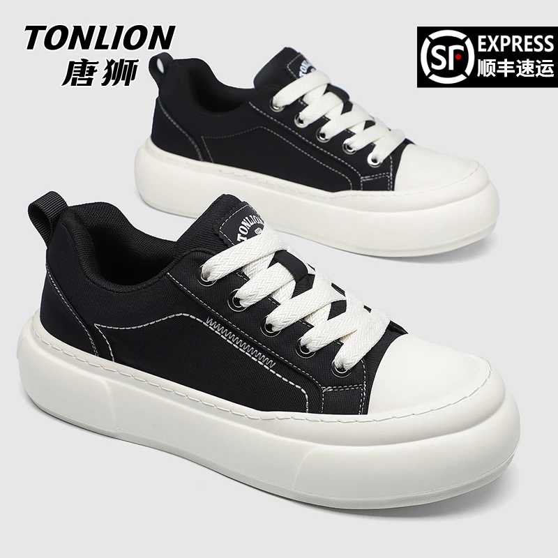 唐狮帆布鞋夏季新款厚底透气通勤潮流时尚大头休闲运动板鞋男8108
