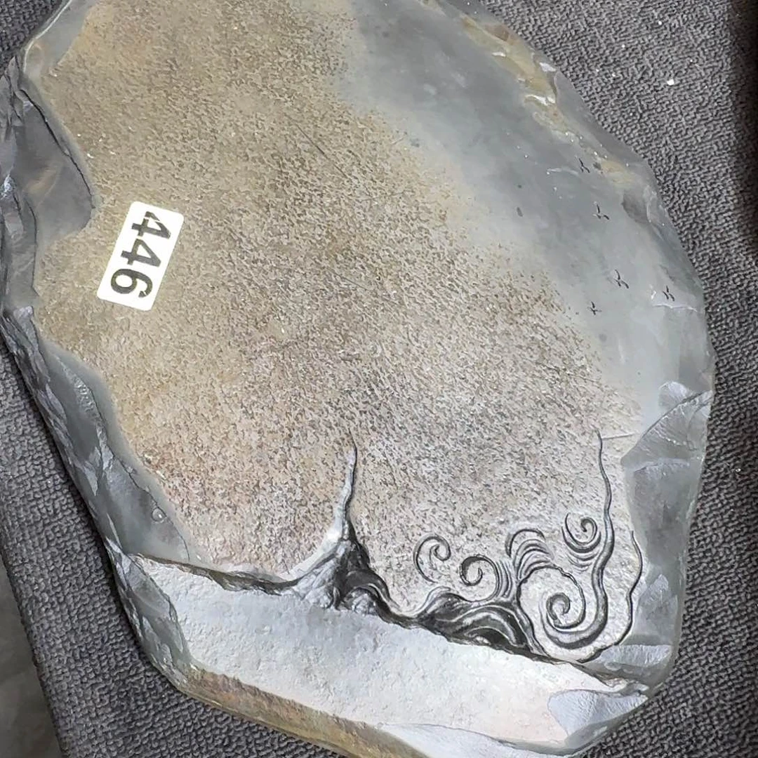 歙砚石刻干泡茶盘