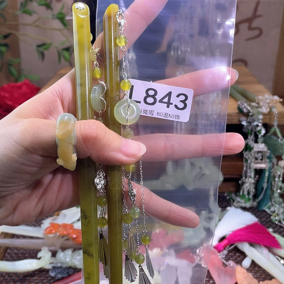 d***琴合金蛇纹石玉发饰