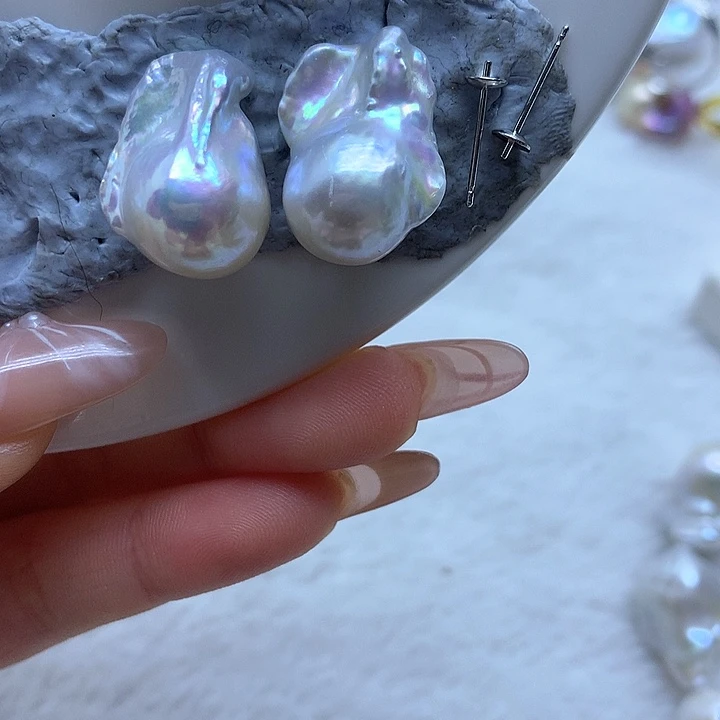 淡水珍珠耳饰银S925镶嵌