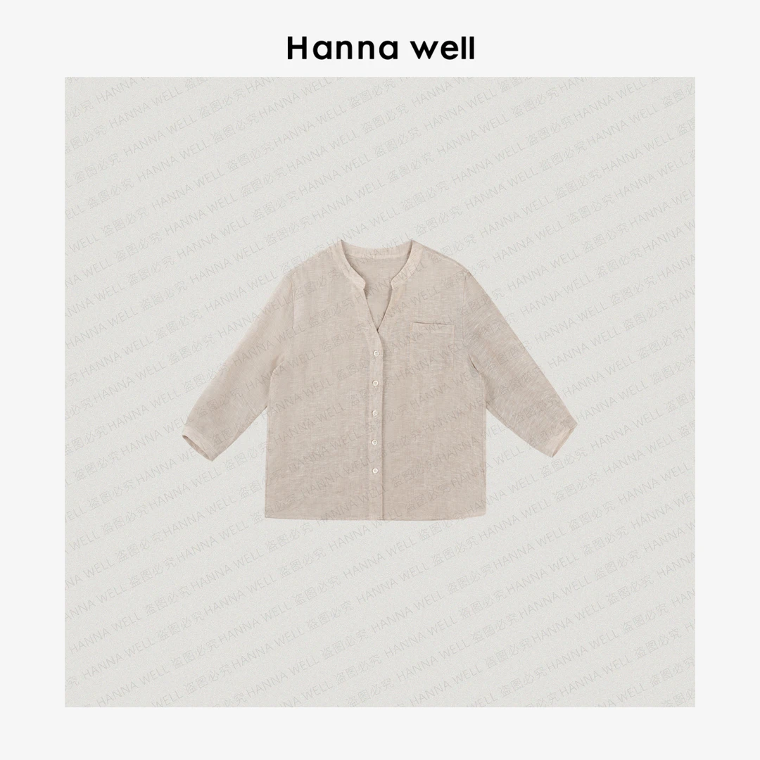 妞墩自制“小禾麻衬衫”高支1OO亚麻！老钱极简风V领显瘦 CS5B6259