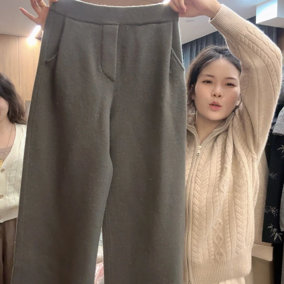亚麻灰600克空气层裤子