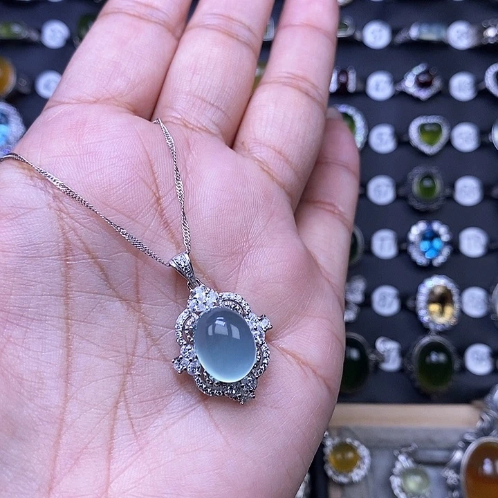 岫玉颈饰银S925镶嵌嘿****天