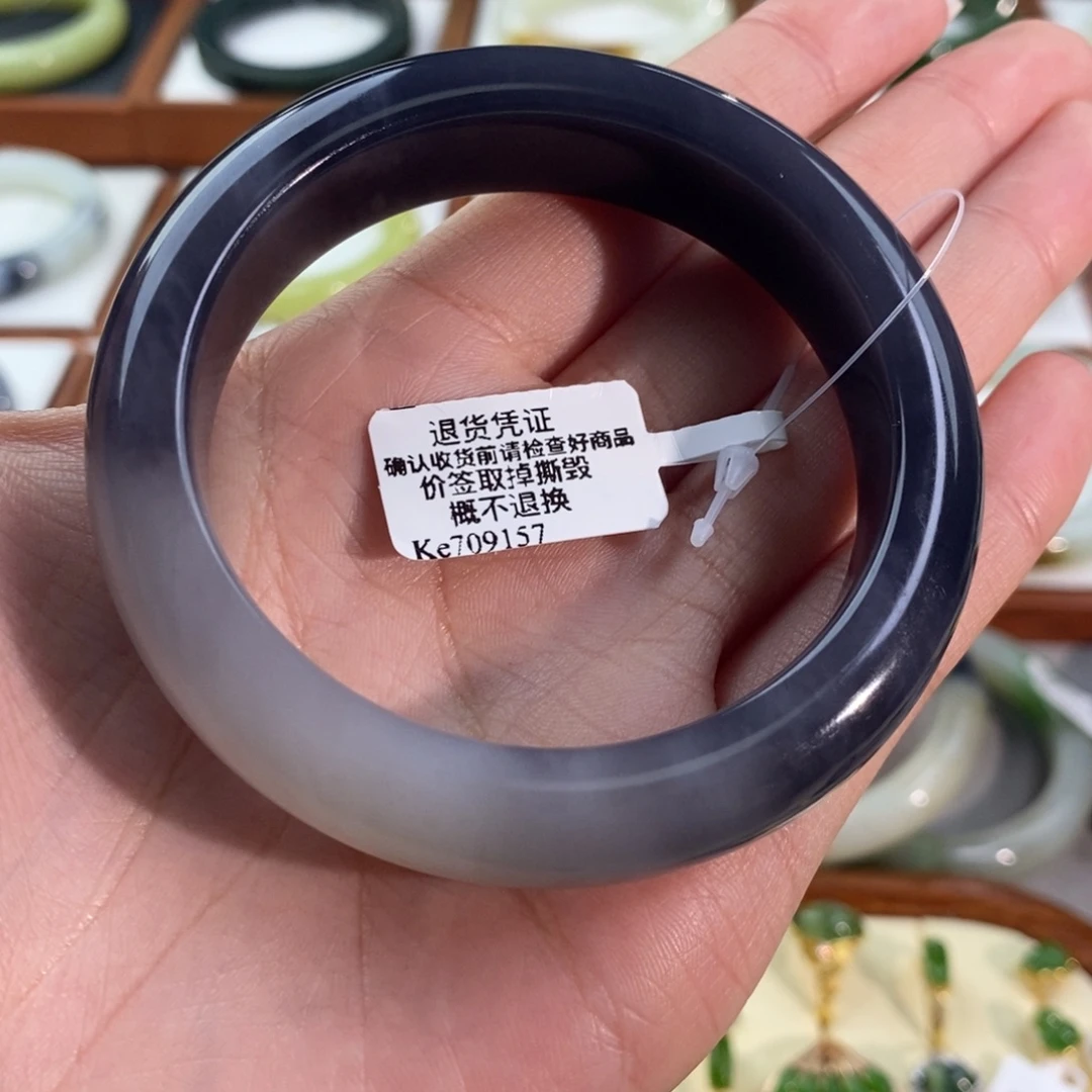 和田玉未镶嵌手镯青海紫白双色56/57