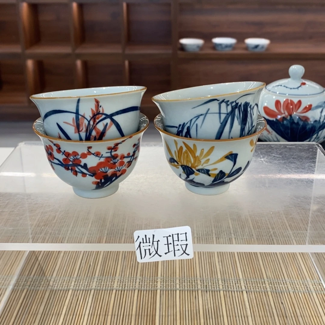釉下彩老陶泥手工绘制