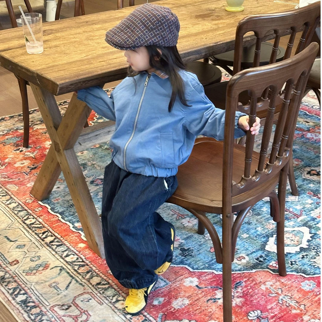 小思家2025秋季新款女童韩系百搭设计感双面穿外套束脚阔腿裤套装