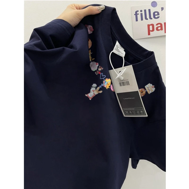 YUY1重磅纯棉美式短袖t恤男2025新款设计感小众宽松半袖情侣上衣