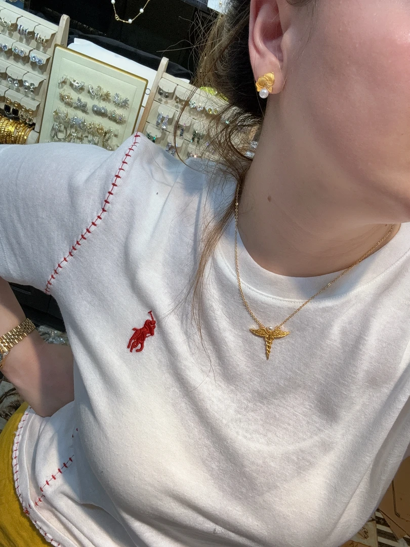 铜合金项链 Dlzea新款珍珠天使项链666