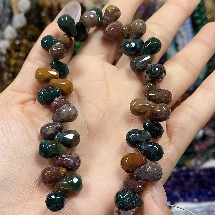 玛瑙/玉髓未镶嵌珠宝半成品天然印度玛瑙切面水滴卡8*11mm