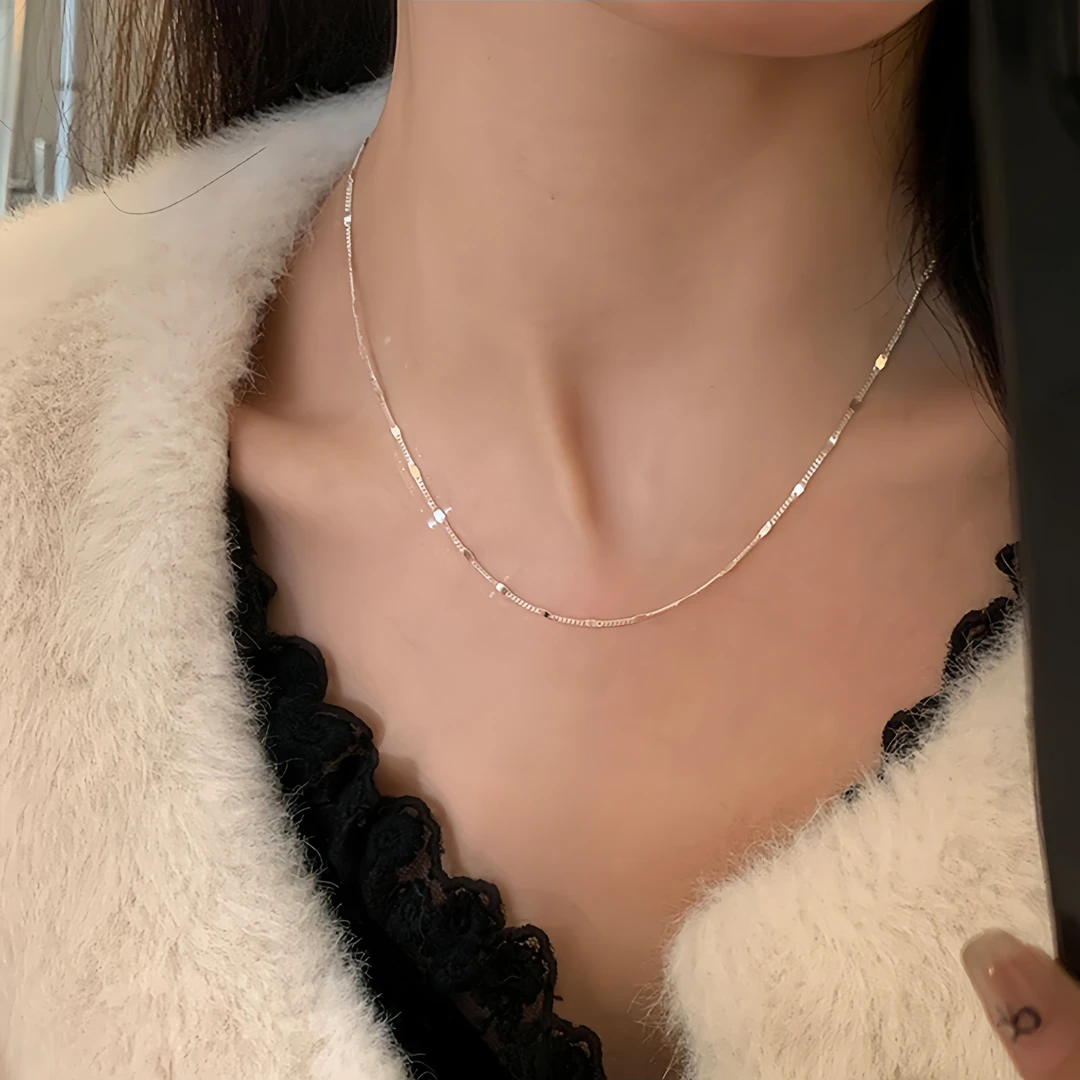 坠链均925银 925纯银项链女素银项链纯银简约气质项链叠戴项链女