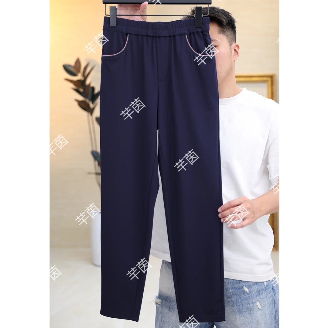 【全松紧腰】九分超弹力休闲时尚中年女裤直筒显瘦深藏蓝高腰宽松
