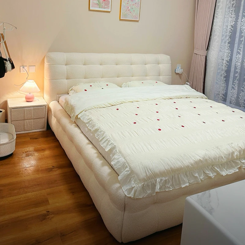 现在简约云朵棉花糖床主卧床奶油风卧室大床轻奢家用床榻榻米储物