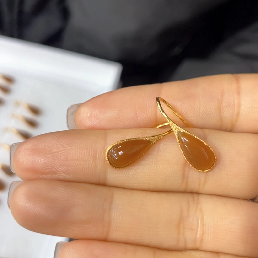 银S925镶嵌和田玉耳饰