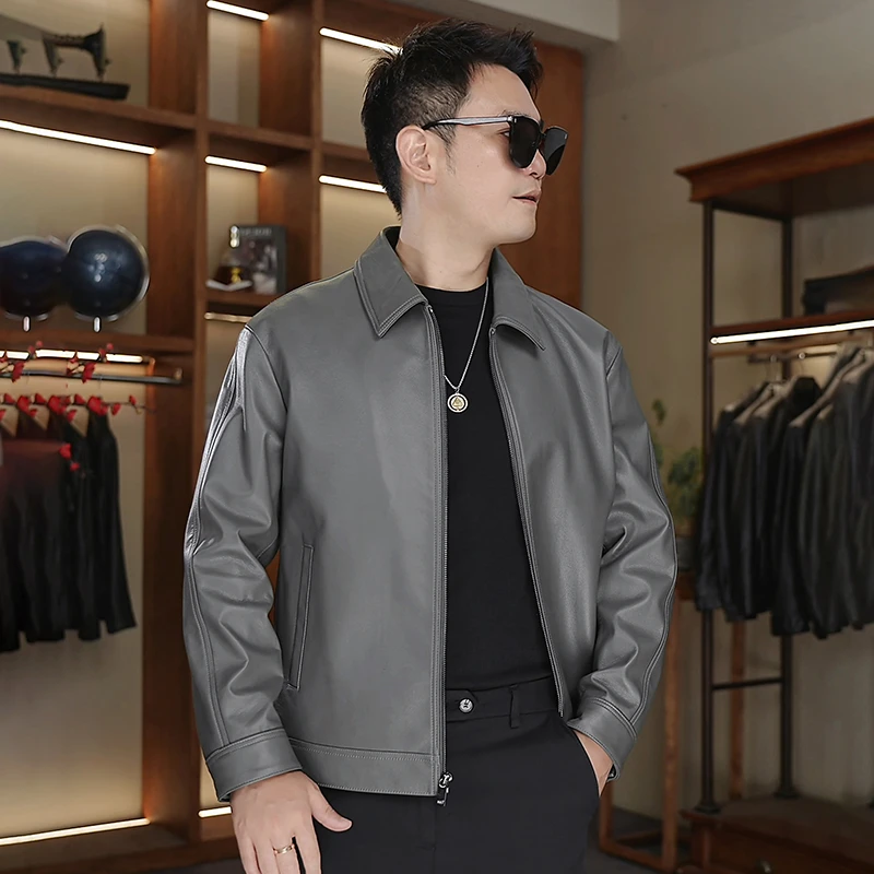 海宁2025年秋款皮衣男款男士头层牛皮皮夹克男款商务休闲外套2837