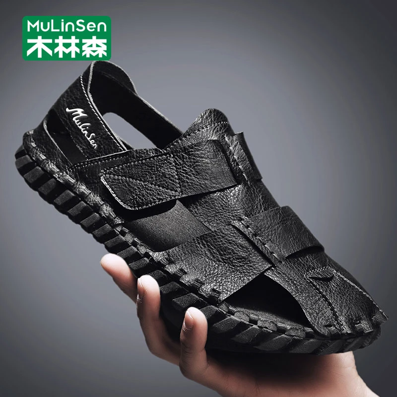 木林森凉鞋男款2025新款夏季透气镂空外穿防滑耐磨涉水男士沙滩鞋