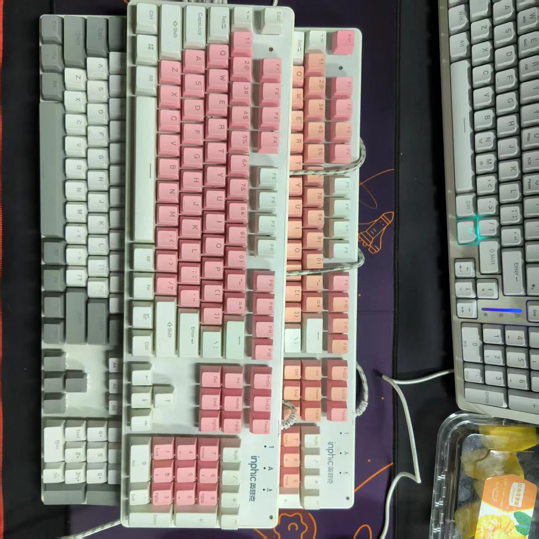 8新 inphic/英菲克 V910/960有线 炫光机械键盘台式 电竞全键无冲