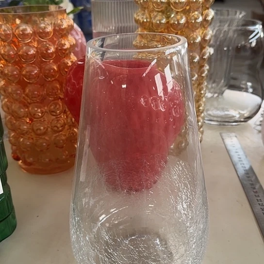 无铅玻璃半冰花花瓶高25口8福利款